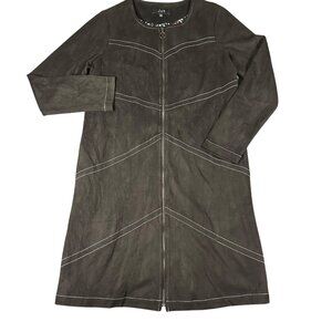 Joh Womens M Black Suede Feel Full‎ Zip Long Sleeve Jacket Dress Pockets Soft